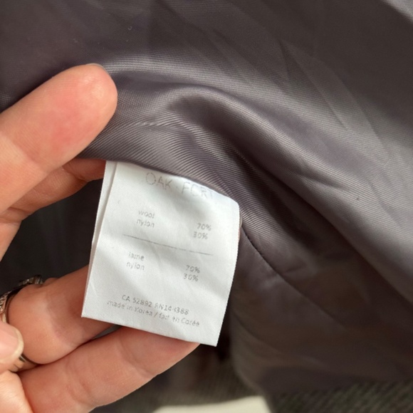 OAK + FORT Wool Blend Oversized Trench Coat - Grey Herringbone - Picture 6 of 9